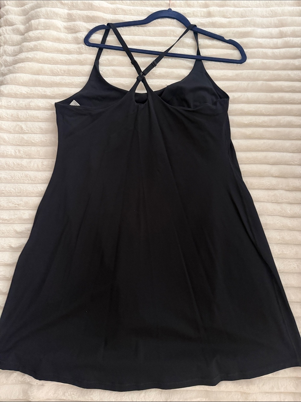 Women's Black Slip Dress with Crisscross Straps & shorts w pockets underneath